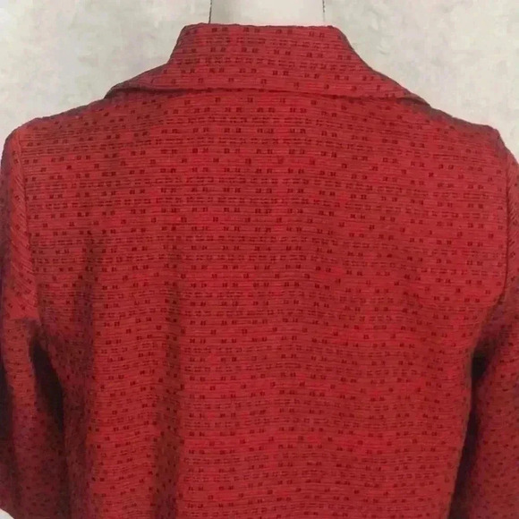 Coldwater Creek Women Red/Black Patterned 3/4 Sleeve Jacket Size S - Picture 3 of 8